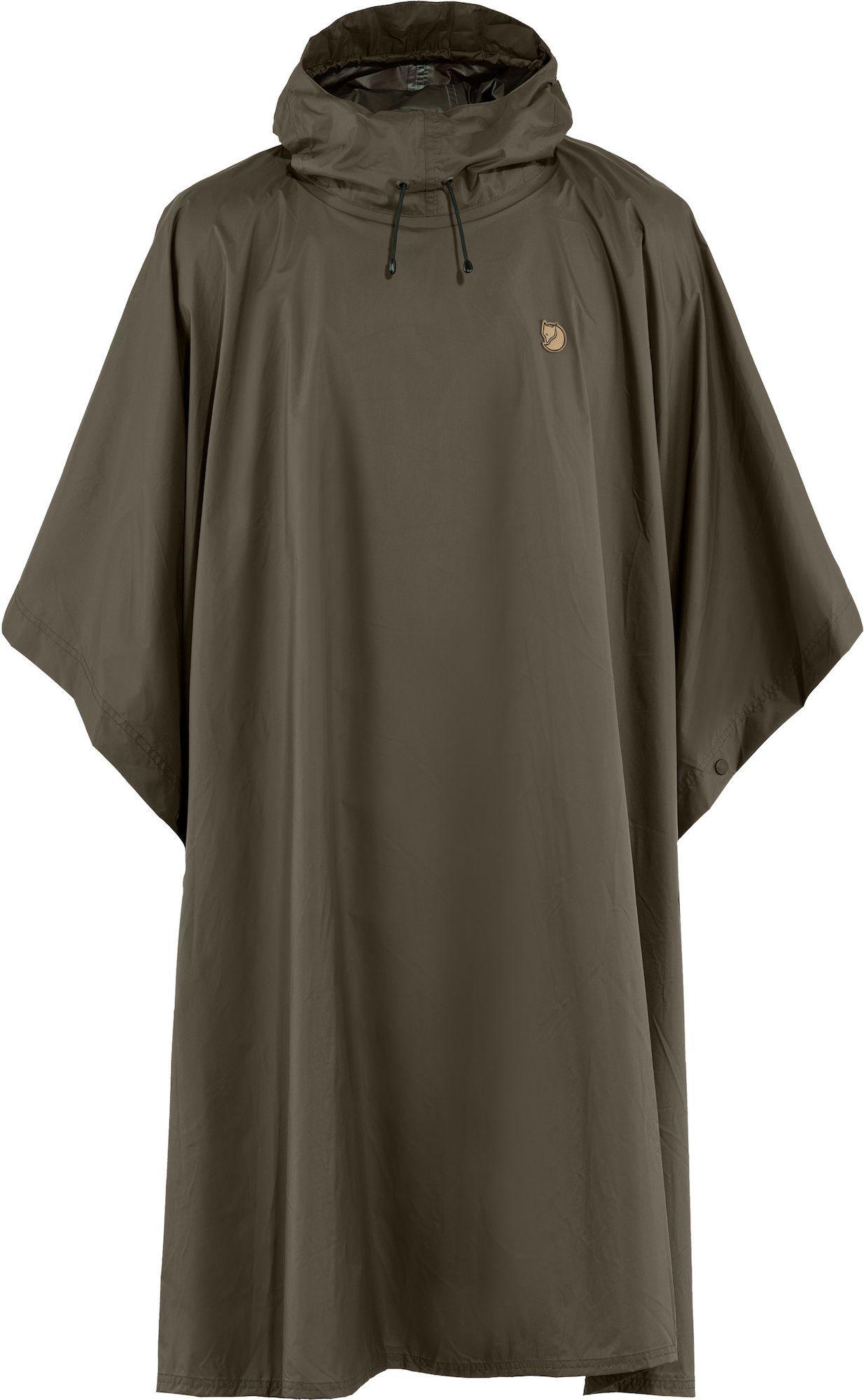 Lang olivengrønn Fjällräven-regnponcho