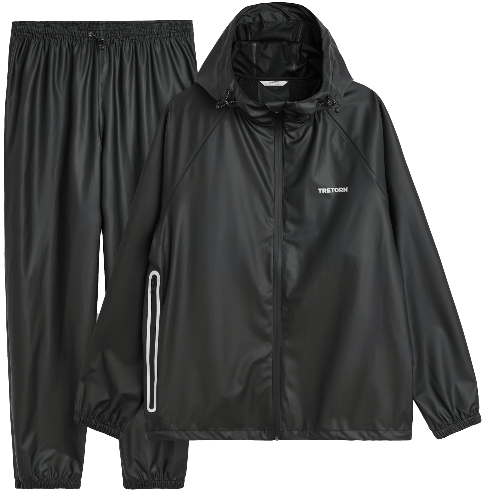 Svart Tretorn Packable Rainbreaker-regnsett med jakke og bukse